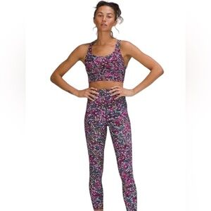Lululemon Base Pace HR High Rise Tight 25” and Sports Bra Floral -  Size 6
